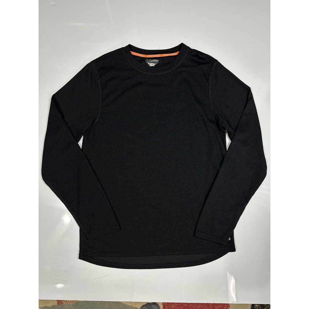 Omni Wool Shirt Men's Large Black Base Layer Wool Blend Crew Neck Long Sleeve